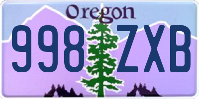 OR license plate 998ZXB
