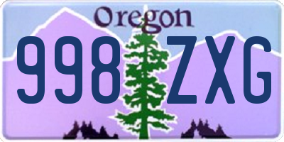 OR license plate 998ZXG