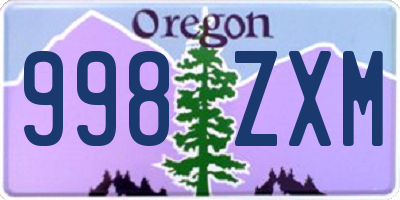 OR license plate 998ZXM