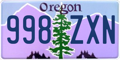 OR license plate 998ZXN