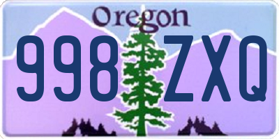 OR license plate 998ZXQ