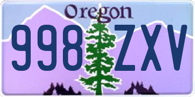 OR license plate 998ZXV