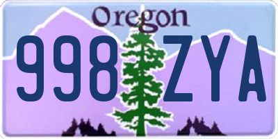 OR license plate 998ZYA