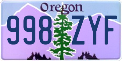 OR license plate 998ZYF