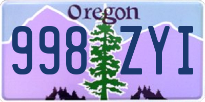 OR license plate 998ZYI