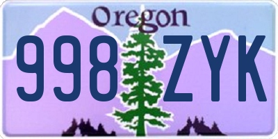 OR license plate 998ZYK