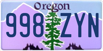 OR license plate 998ZYN