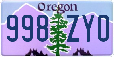 OR license plate 998ZYO