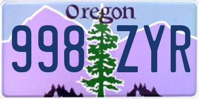 OR license plate 998ZYR