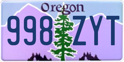 OR license plate 998ZYT