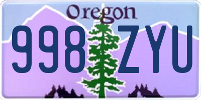 OR license plate 998ZYU