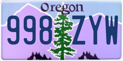 OR license plate 998ZYW