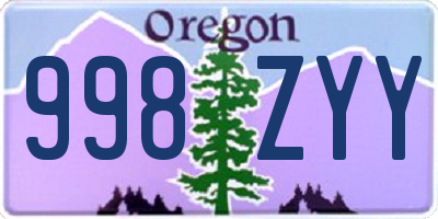 OR license plate 998ZYY