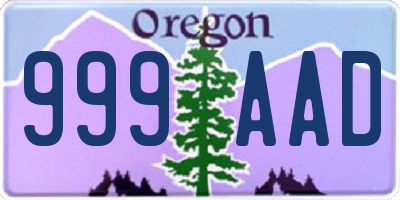 OR license plate 999AAD