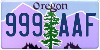 OR license plate 999AAF