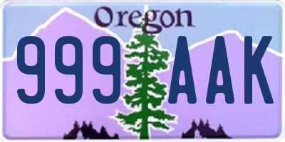 OR license plate 999AAK