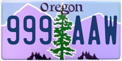 OR license plate 999AAW