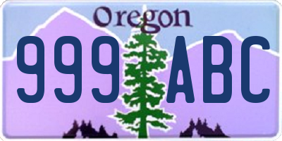 OR license plate 999ABC