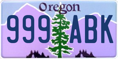 OR license plate 999ABK