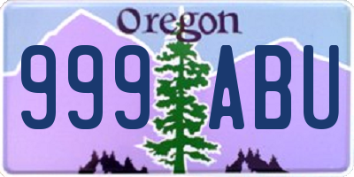 OR license plate 999ABU