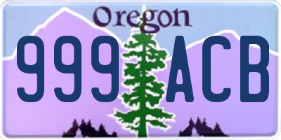 OR license plate 999ACB