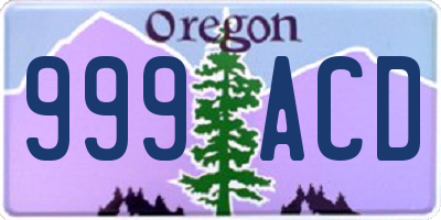 OR license plate 999ACD