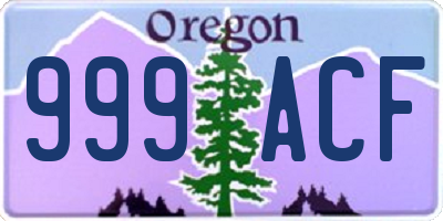 OR license plate 999ACF