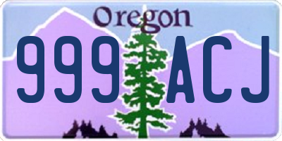 OR license plate 999ACJ