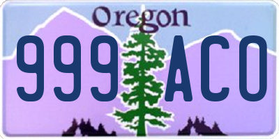 OR license plate 999ACO