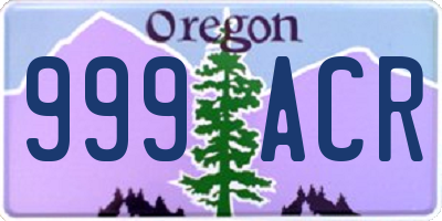 OR license plate 999ACR