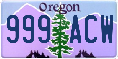 OR license plate 999ACW