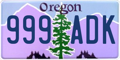 OR license plate 999ADK