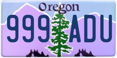 OR license plate 999ADU