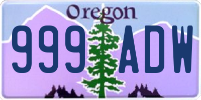 OR license plate 999ADW