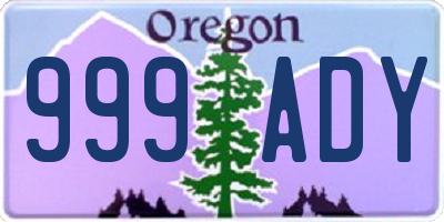 OR license plate 999ADY