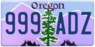 OR license plate 999ADZ