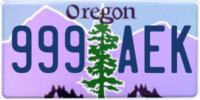 OR license plate 999AEK