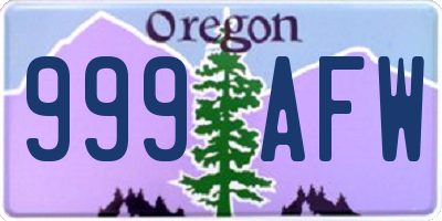 OR license plate 999AFW