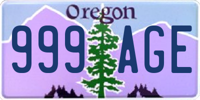 OR license plate 999AGE