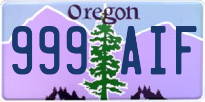 OR license plate 999AIF