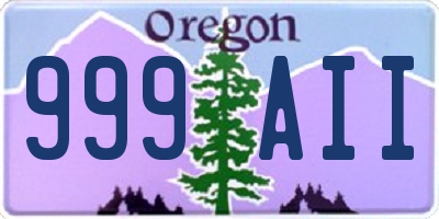 OR license plate 999AII