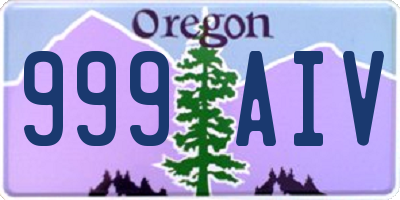 OR license plate 999AIV