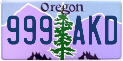 OR license plate 999AKD