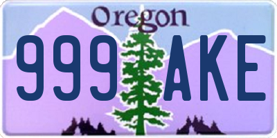 OR license plate 999AKE