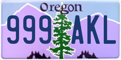OR license plate 999AKL