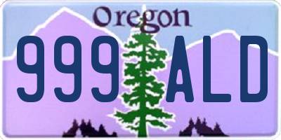 OR license plate 999ALD