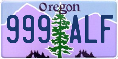 OR license plate 999ALF