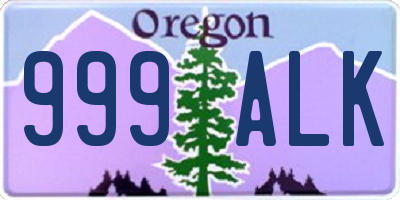 OR license plate 999ALK