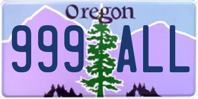 OR license plate 999ALL
