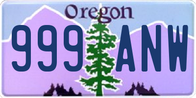 OR license plate 999ANW